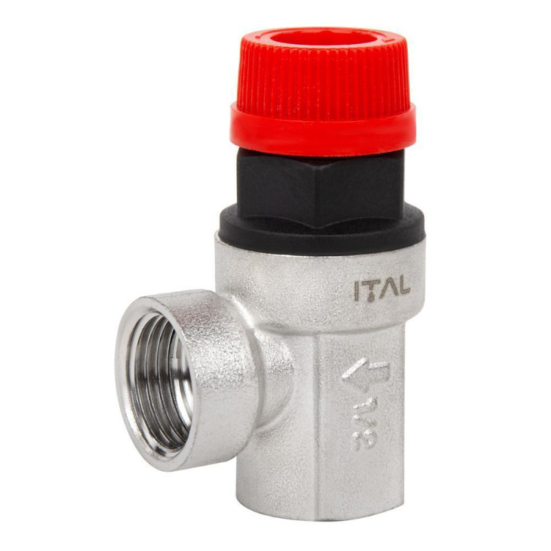 Safety valve ITALGAS IT02-01603, female-female, 2.5 bar, 1/2", nickel