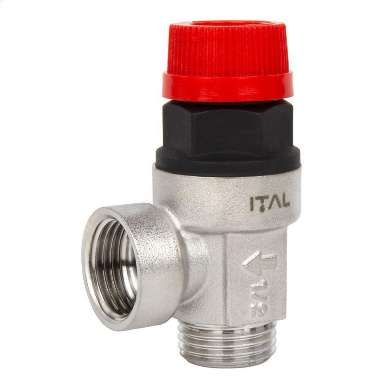 Safety valve ITALGAS IT02-03603, female-male, 2.5 bar, 1/2", nickel