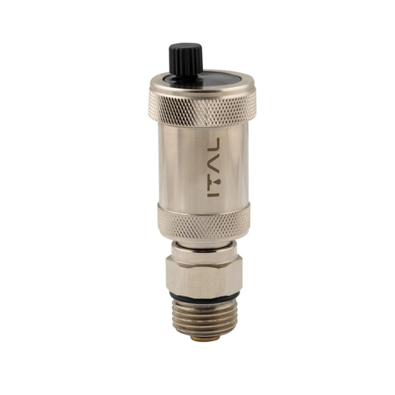 Air vent ITALGAS I-36 with valve, automatic, straight, 1/2", nickel