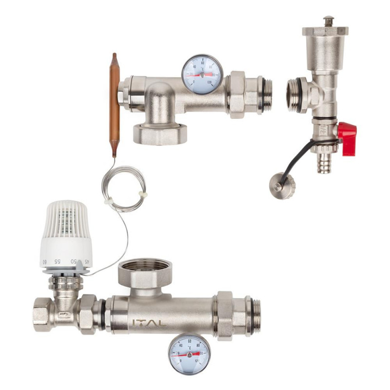 Pump and mixing unit for underfloor heating ITALGAS MG1-A 1"x3/4" thermostatic valve straight, without pump